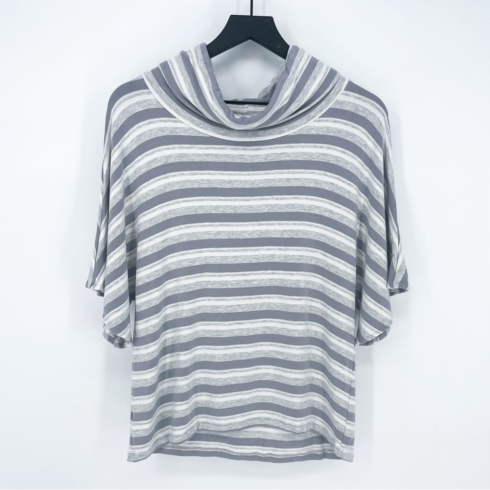 Lou & Grey Striped Cowl Neck Dolman Sleeve Blouse Gray Medium